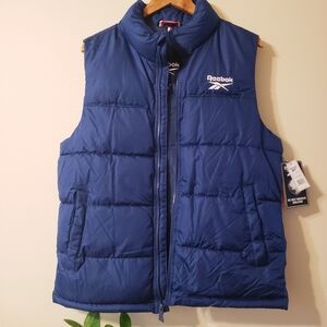 REEBOK  BNWT Mens Puffer Quilted Vest - Full Zip - Blue S